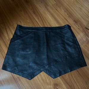 BCBG Maxazria Black Faux Leather Asymmetrical  Skirt